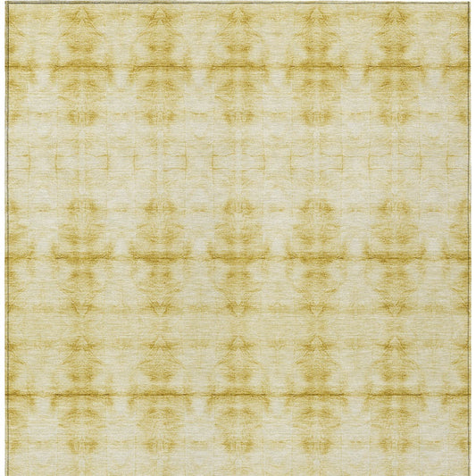 8' X 10' Wheat And Gold Geometric Washable Indoor Outdoor Area Rug