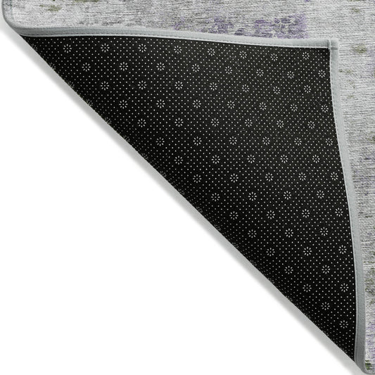 3' X 5' Olive Green And Gray Abstract Washable Indoor Outdoor Area Rug